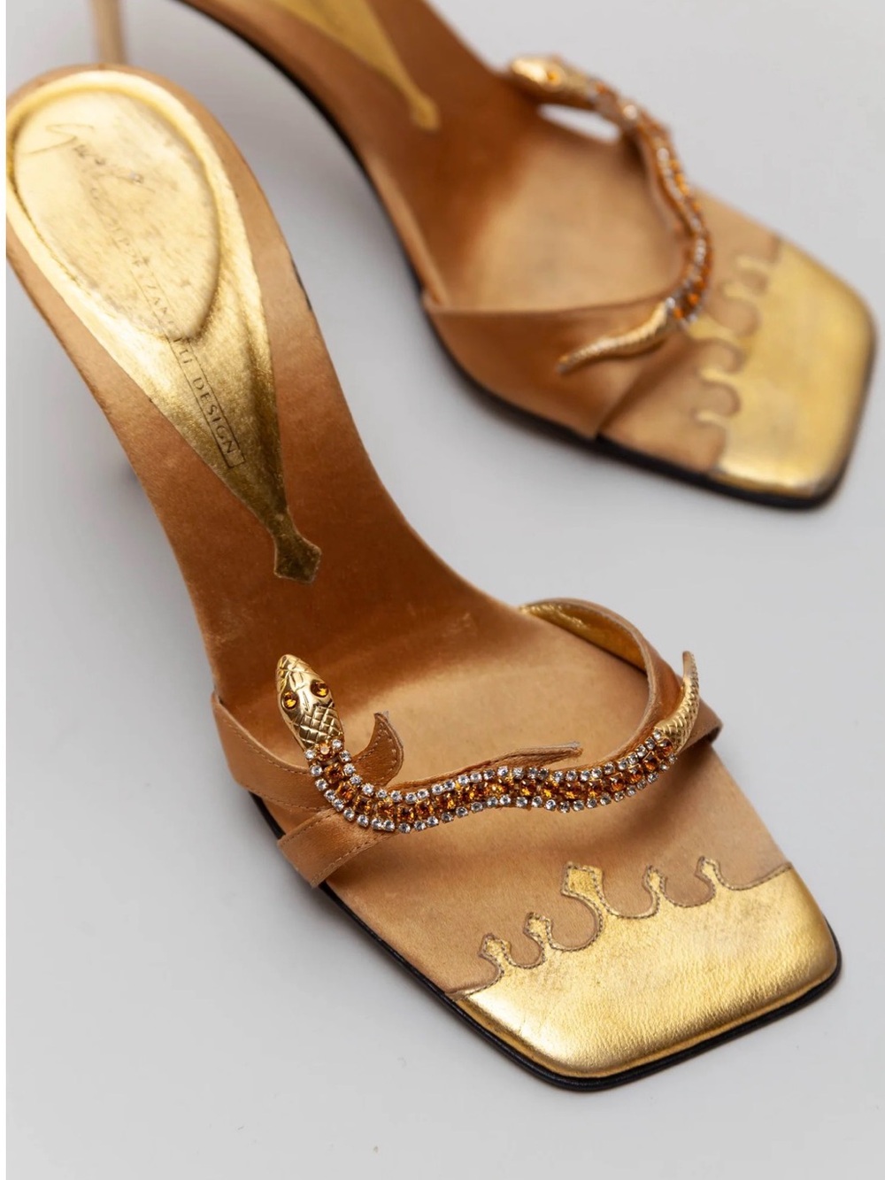 Vintage Giuseppe Zanotti Gold Snake Heels | Rare Collector Piece | Y2K - Picture 1 of 8